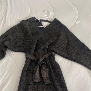 Gianni Bini Metallic Black Long Sleeve Dress